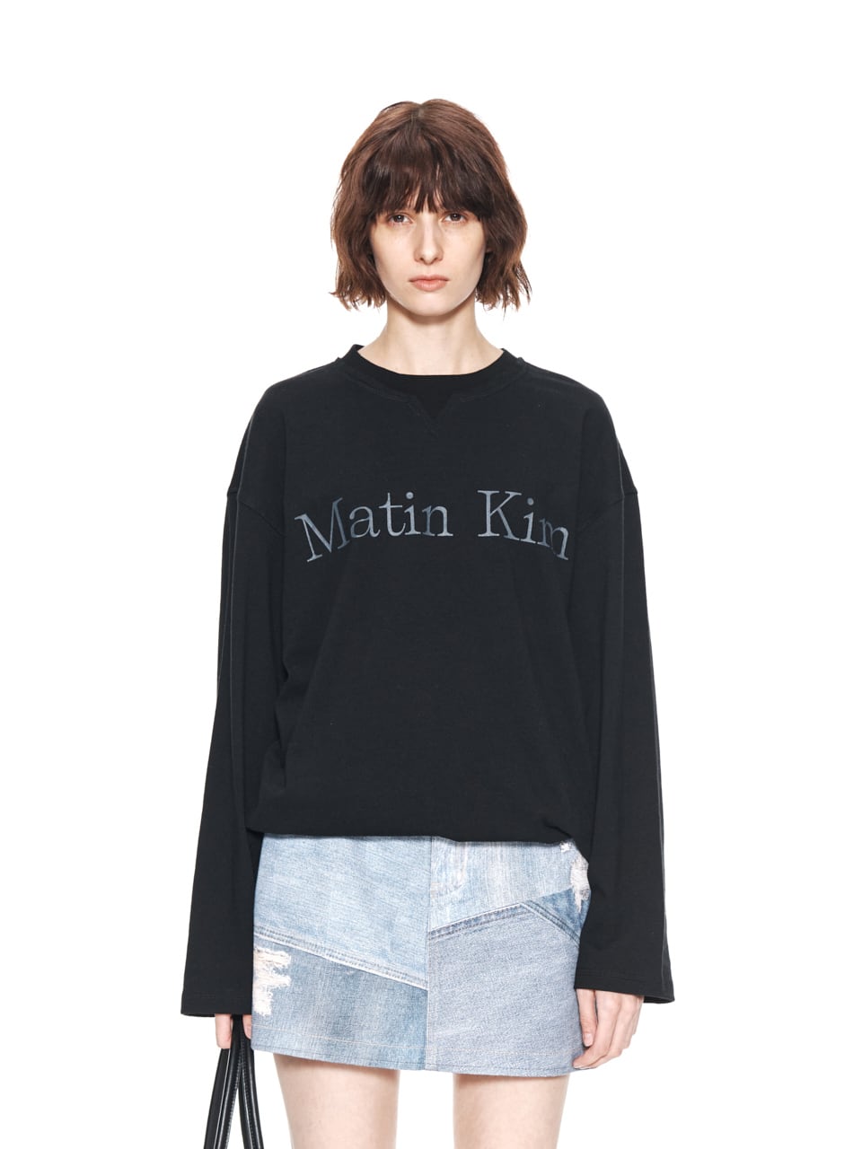 Matin Kim] MATIN TYPO LONG SLEEVE TOP IN BLACK 正規品 韓国ブランド