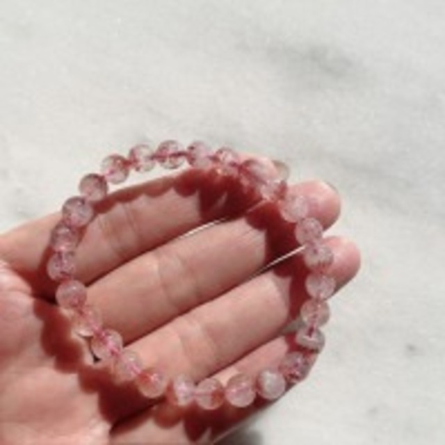 【美石】レッドスーパーセブン　6.5ｍｍ　ブレスレット　NO.1　　　868