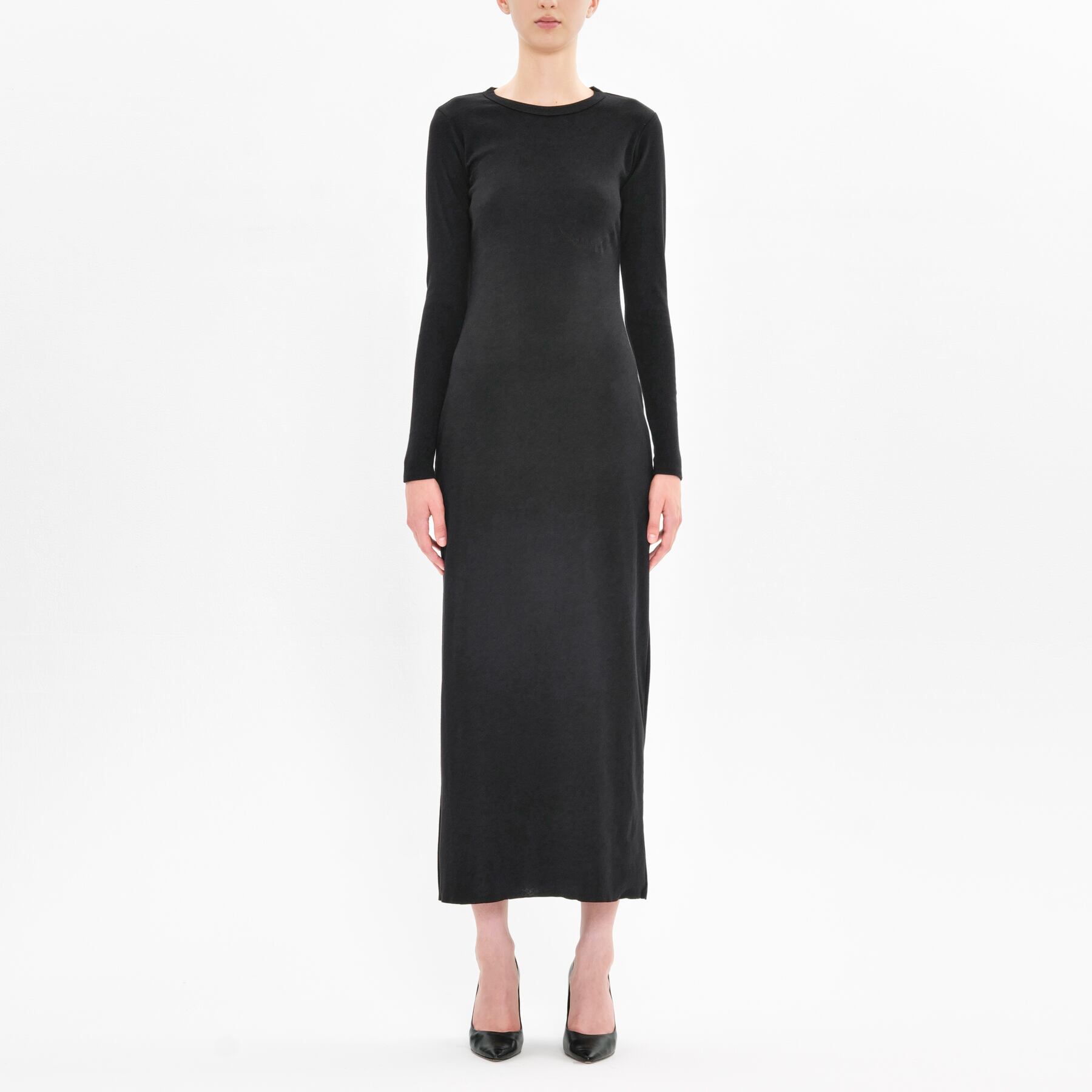 Black Trompe-l'œil Long Sleeve Dress