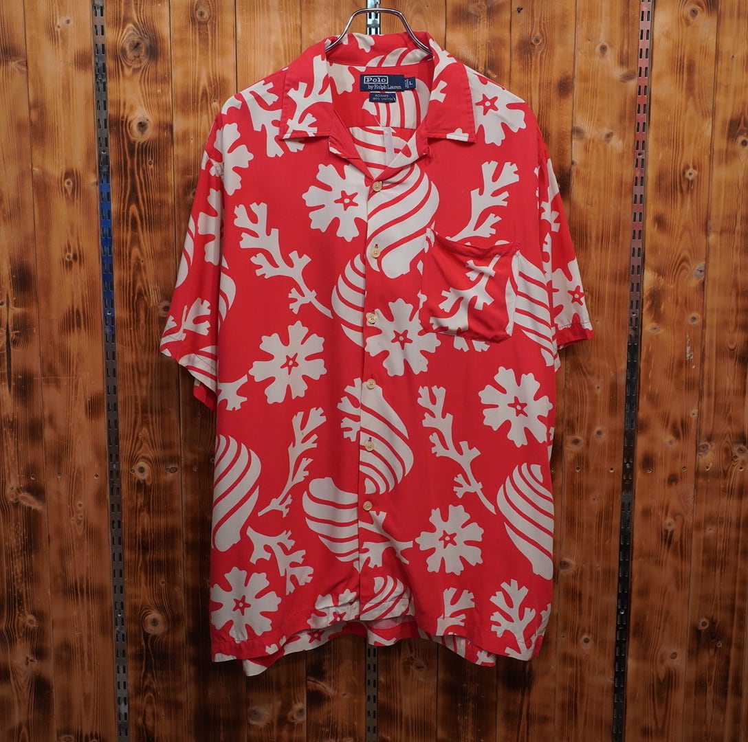ralphlauren adams レーヨン ビスコース 開襟シャツ L/ラルフローレン オープンカラーシャツ アロハシャツ