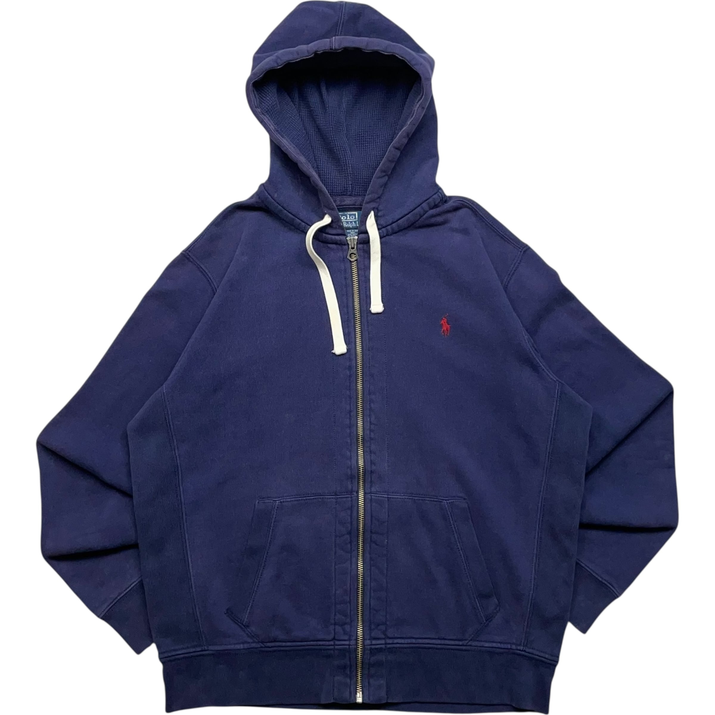 《L》 Polo by Ralph Lauren ポロバイラルフローレン ジップパーカー ポニー ワンポイント ネイビー 90年代 vintage no.9006