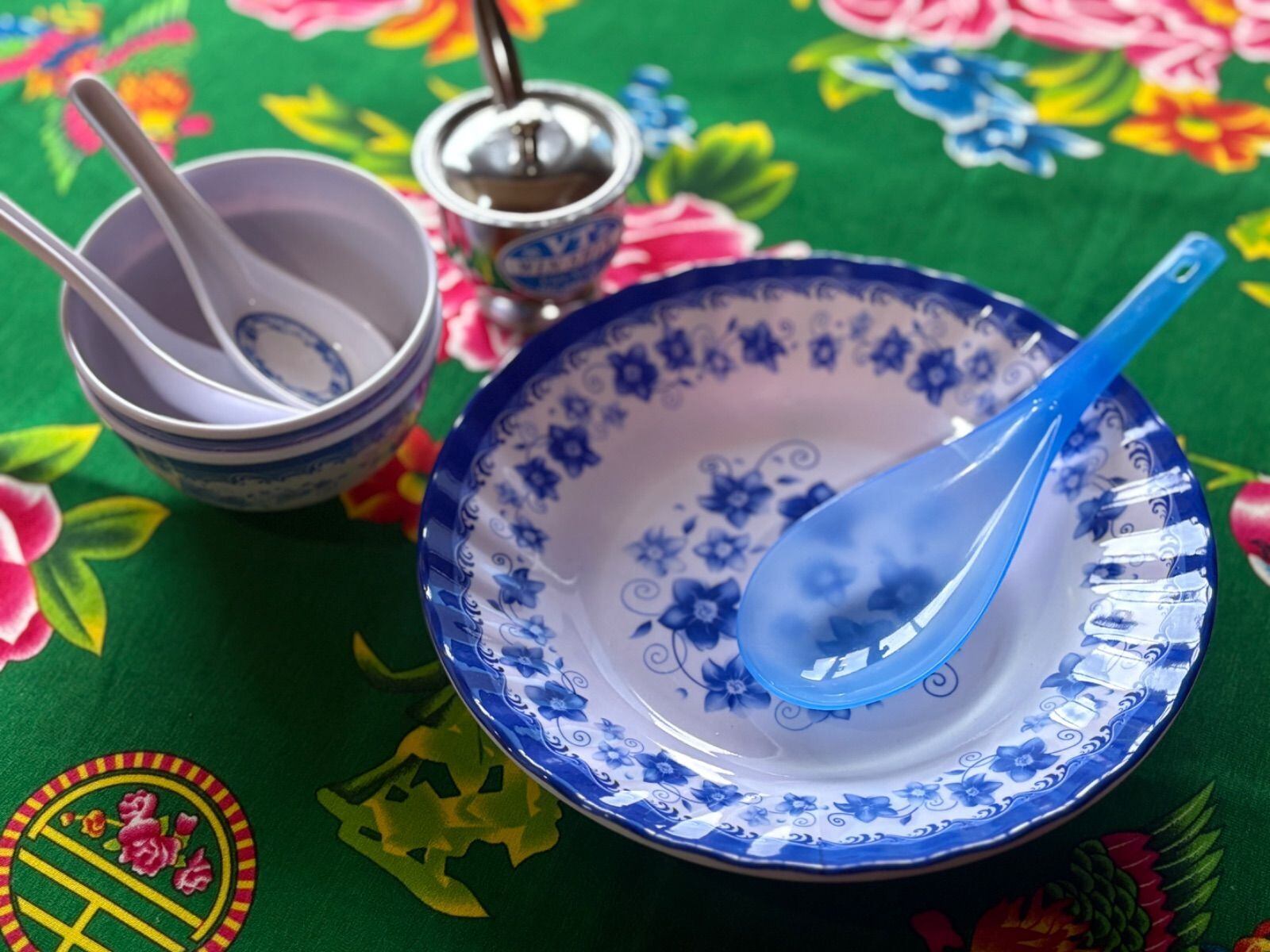 【メラミン青花 リム大皿 ⑨】