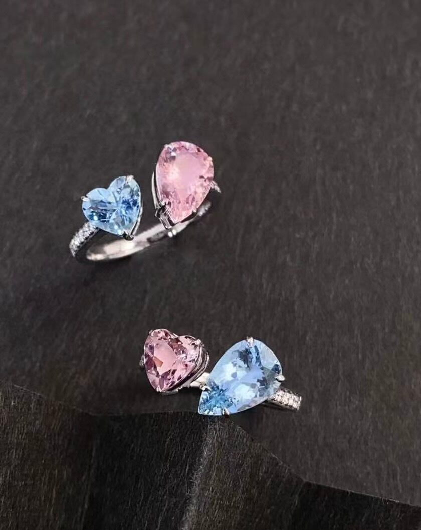 ★限定NEW★高品質♢お買得【ピンクアクアマリン『モルガナイト』タンブル連】❤️ NEW】アクアマリンとモルガナイトリング | HARUHANA jewelry 宝石