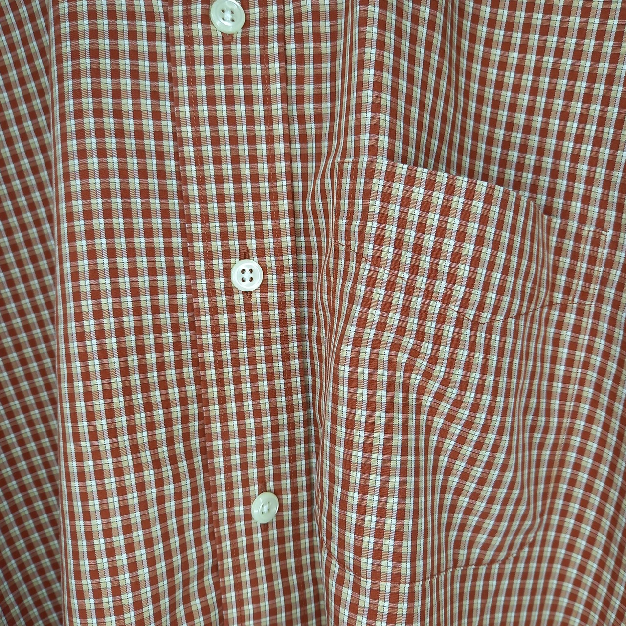 エルエルビーン　防シワ　BDシャツ　半袖　チェック　オーバーサイズ　赤茶　L