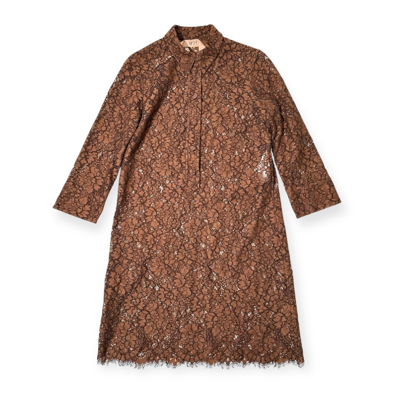 イタリア製◆ヌメロヴェントゥーノ N°21 総レース シャツ ワンピース サイズ40 /ブラウン系/レディース/グルッポタナカ代理