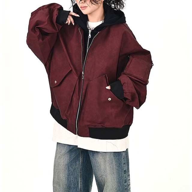 フードレイヤードミリタリーブルゾン 2col R01120