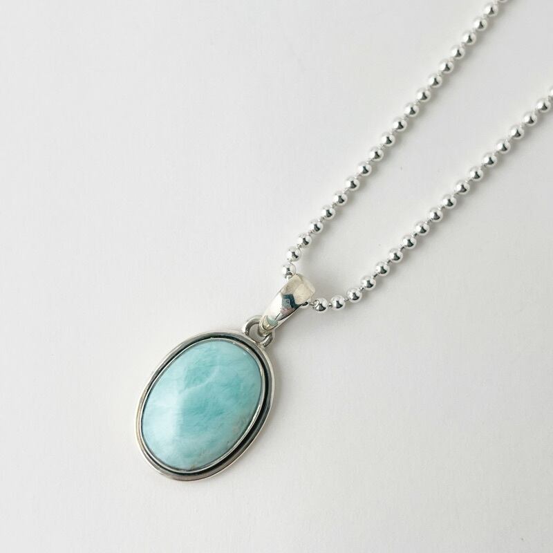 一点物 ラリマー オキシダイズ ライン オーバル型 ペンダント | 【公式  