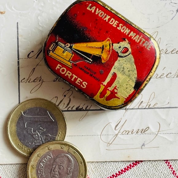 フランス ライティング トールペイントのボックス ブロカント [h028