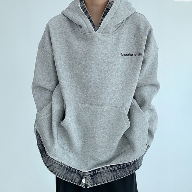 Denim layered hoodie A00254