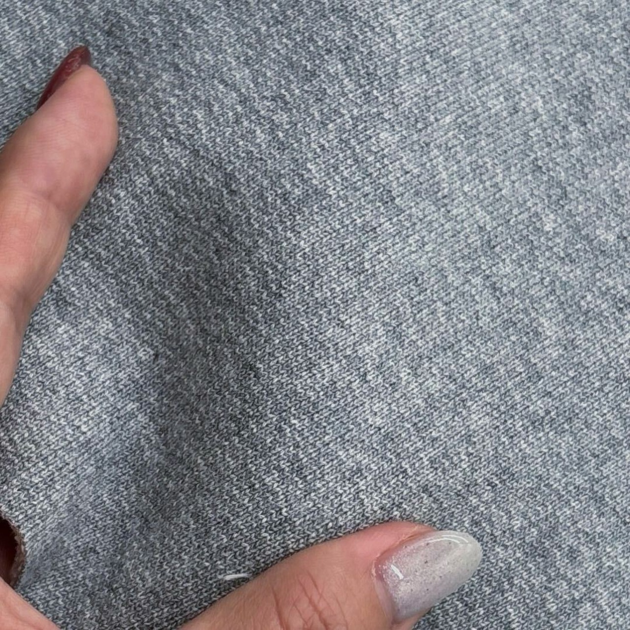 ★TC891◆1.5m◆ラスト１点！綿100％裏起毛ニット生地◆杢調グレー