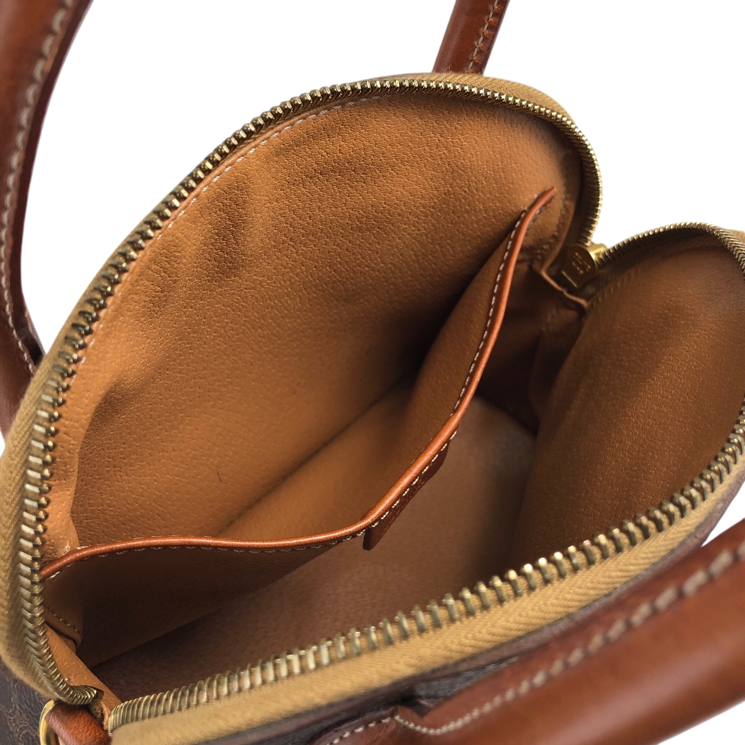 CELINE セリーヌ マカダム ショルダーバッグ ブラウン PVCレザー 2WAY