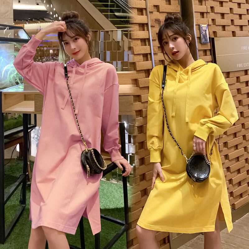 【新作】【送料無料】 マタニティウェア2019冬の新しいフード付きセータードレスミドル丈の厚手のカジュアルマタニティドレス-アリババ ウィンター 冬物 expec260803263744