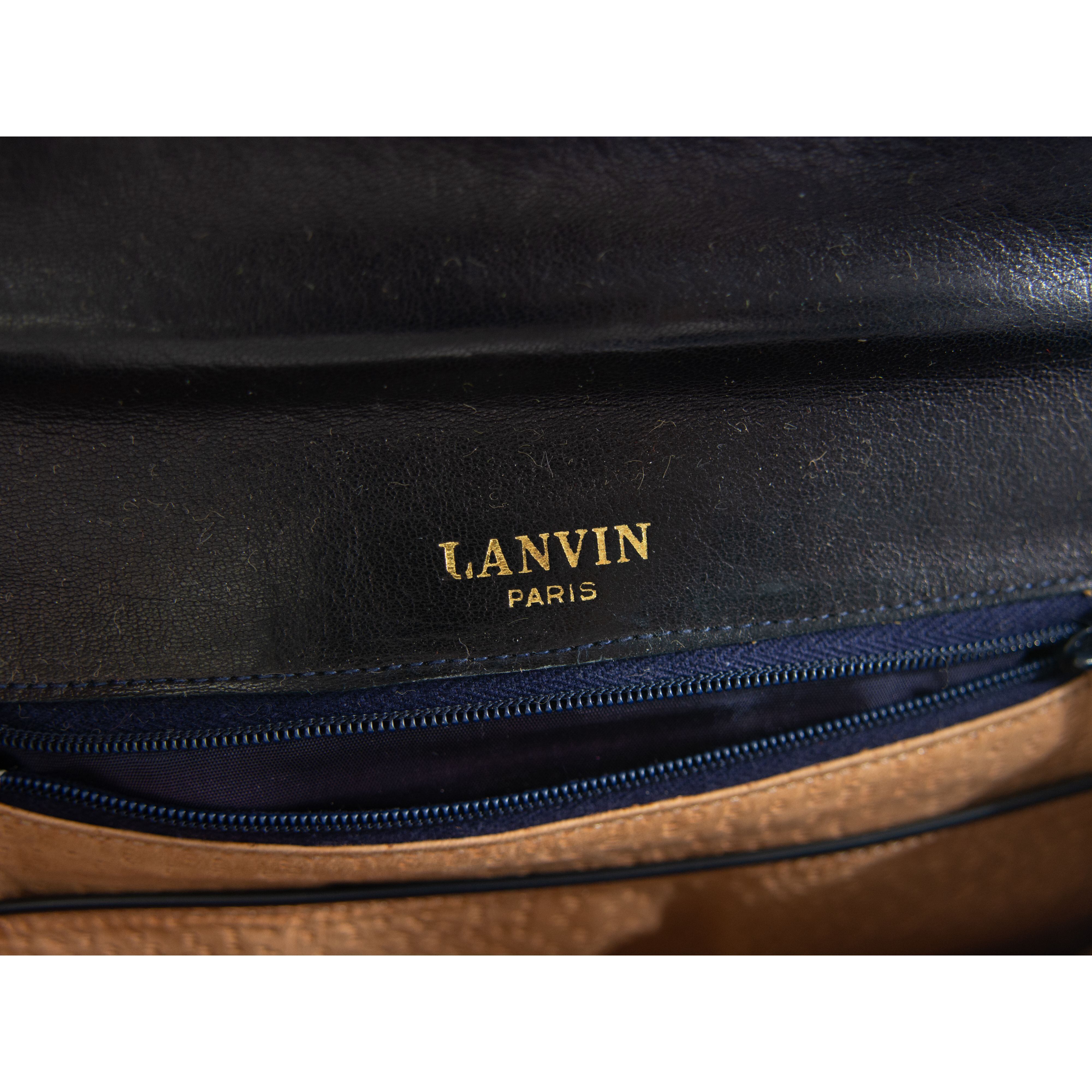 【LANVIN】Made in France 70-80's leather crossbody bag（ランバン フランス製 レザークロスボディバッグ ショルダー）10d