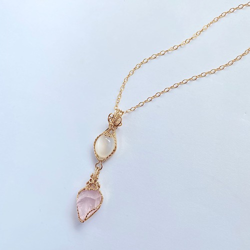 Moonstone＆Rose quartz Wire jewelry