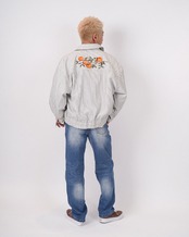 【#Re:room】ORANGE FLOWER EMBROIDERY STRIPE JACKET［REJ146］