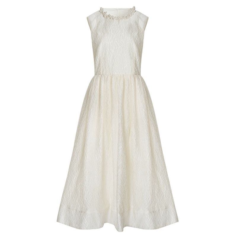 Beaded pleated jacquard princess dress
