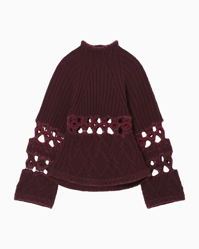 【Mame Kurogouchi】Basket Pattern Combination Knitted Pullover 　MM23FW-KN054