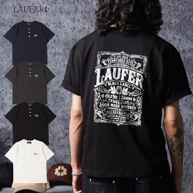 ◆ボトルラベル クロップドヘンリーネックTシャツ◆lf-26108