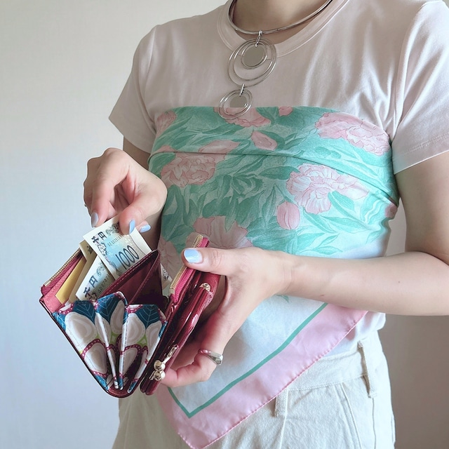 がま口ポーチのお財布 【苺】