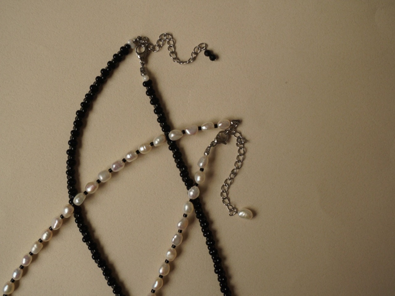 【 SET necklace 】pure necklace × glass beads necklace