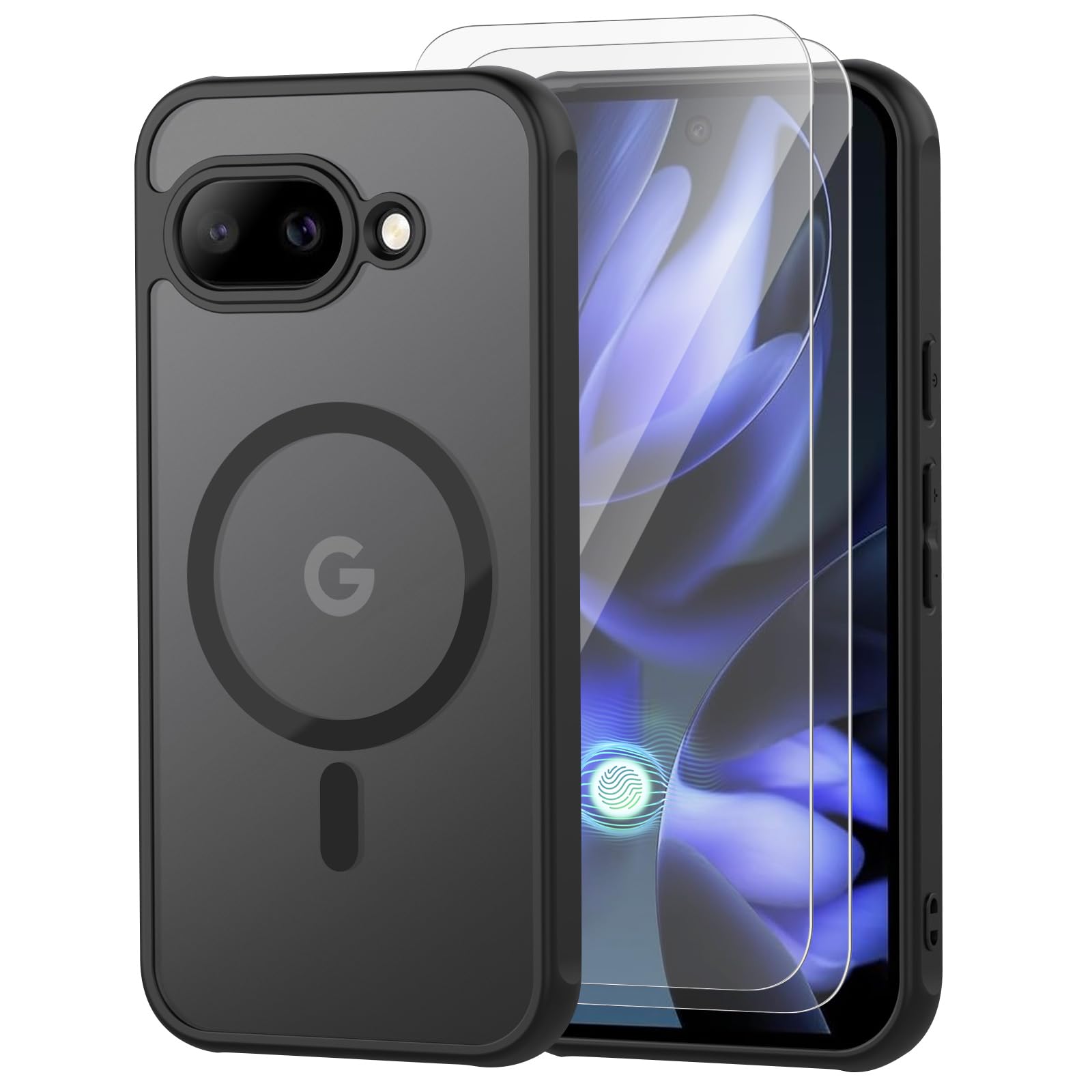 【1+2枚ガラスフイルム】Google Pixel 9A用 ケース グーグルピクセル9A対応 耐衝撃 指紋認証ガラスフィルム2枚付属 グーグルピクセル 9a用ケース