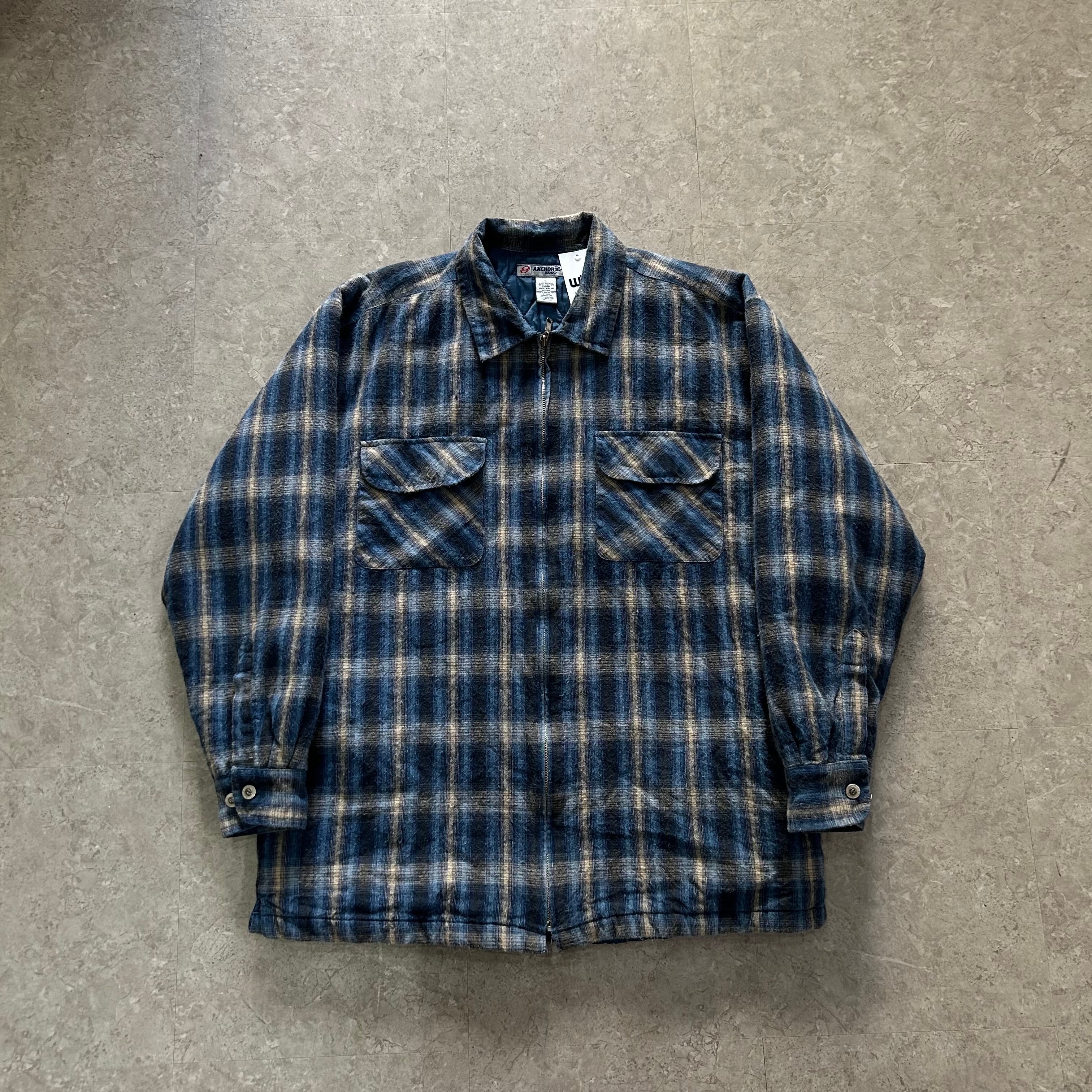00s Anchor Blue liner quilting zip up flannel shirt【仙台店】