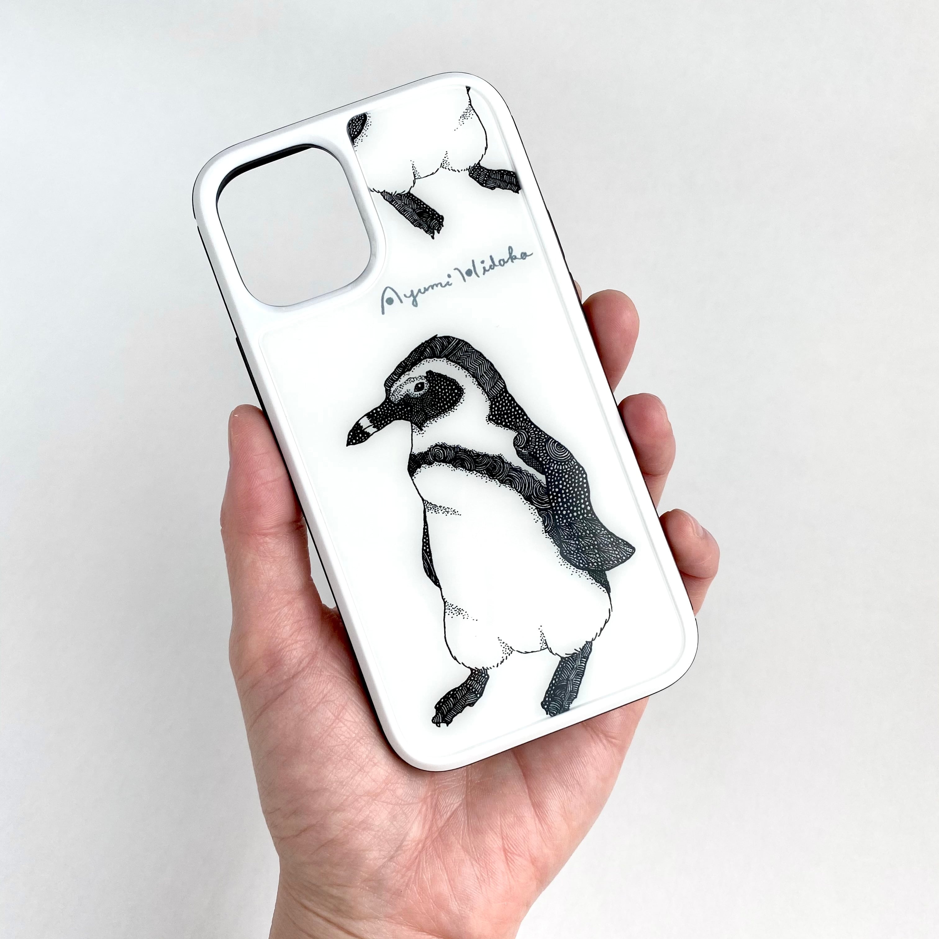 ペンギンのスマホケース【強化ガラスケース】 | 日高あゆみ / ペン画