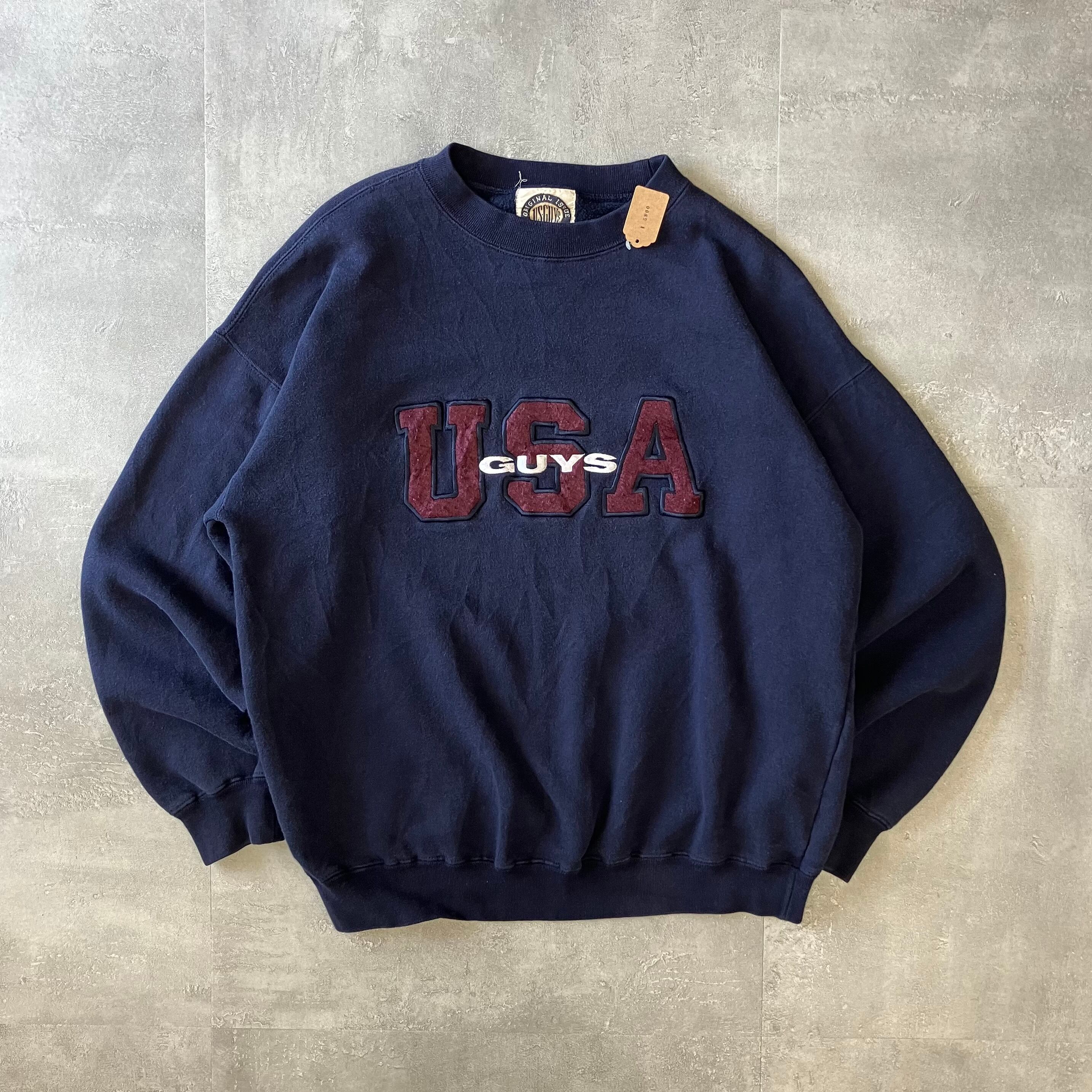 USA GUYS 00s ネイビースウェット 刺繍 L No.2243