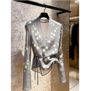 french sheer cardigan with lily of the valley<t3224>
