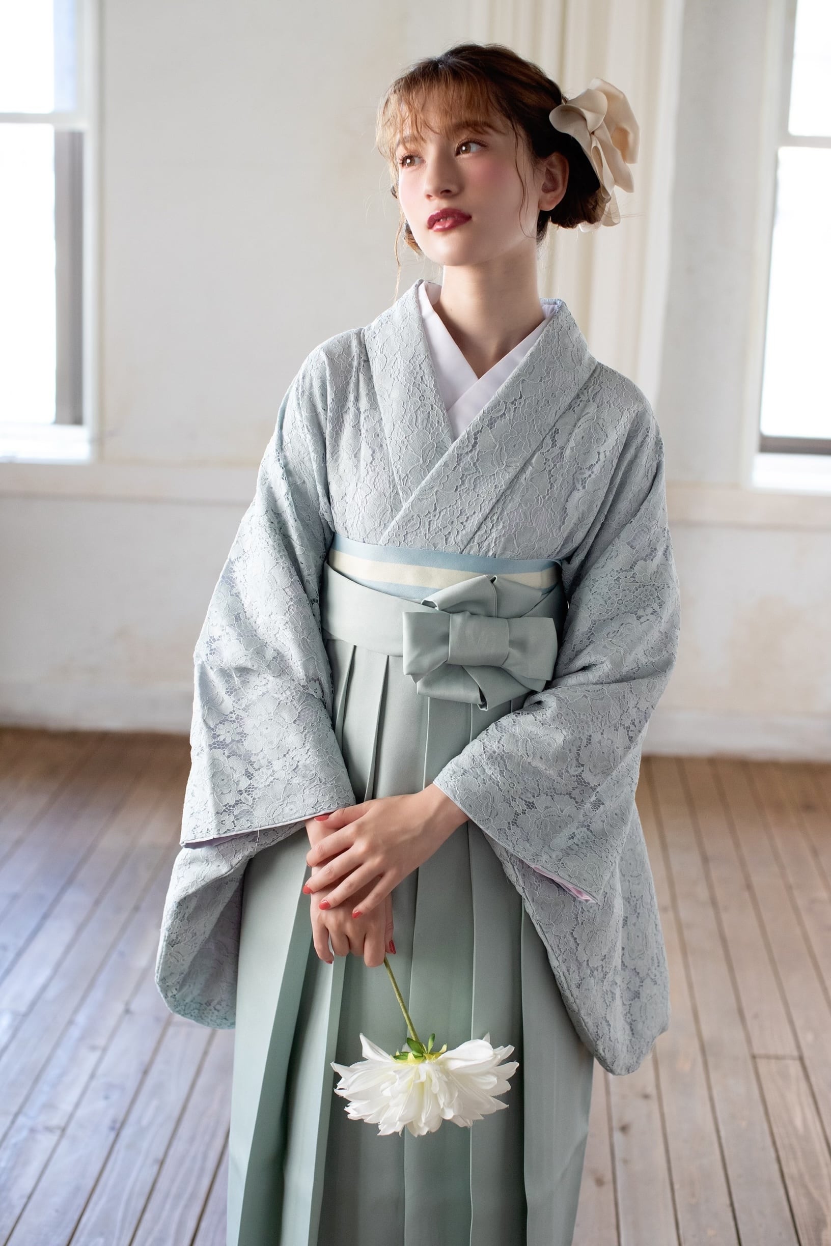 Kimono Sienne 卒業式袴 3点セット レース二尺袖 袴 卒業式 水色