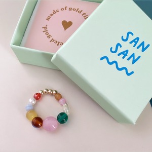 SAN SAN "BOULE Ring-emerald-rose-amber-yellow