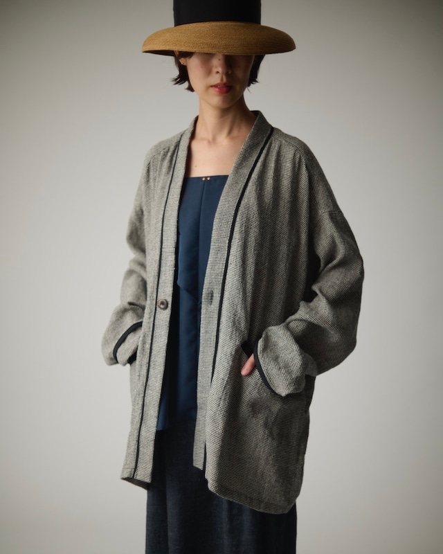 【suie】Linen silk lightweight gown/リネンシルクガウン(千鳥ブラック) 【suie】Linen silk lightweight gown/リネンシルクガウン(千鳥ブラック)