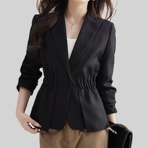 Waist shirring design Tailored single jacket 00119