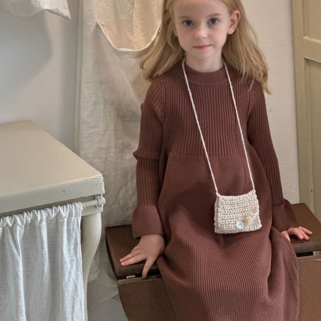 春無地ニットロングセータースカート3色