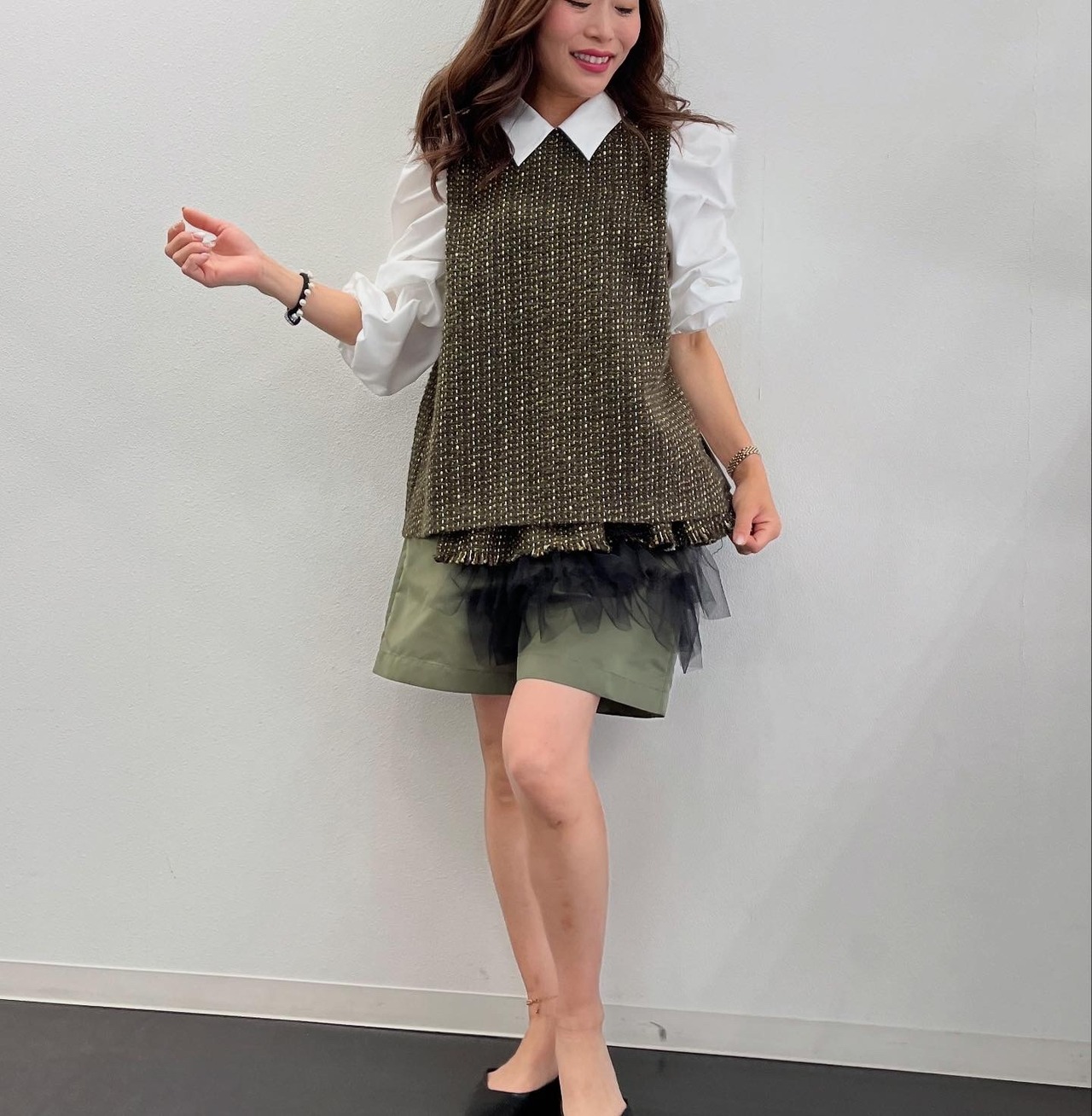 ヴェロフォンナ Re.Verofonna　衿付ツイードドッキングBL