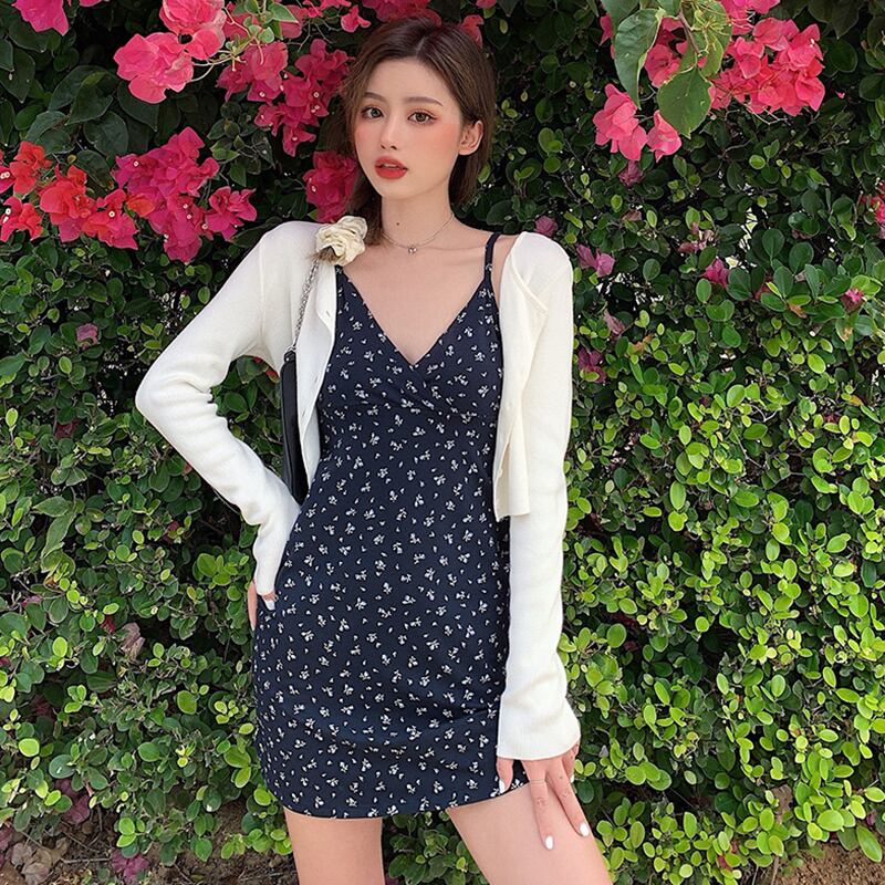 サマーレディースニットカーディガンウェストフローラルドレス 夏物 花柄 ドラファッションホール1210362713