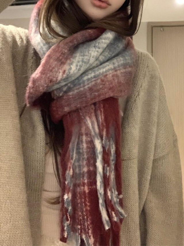 920285 チェック柄マフラー