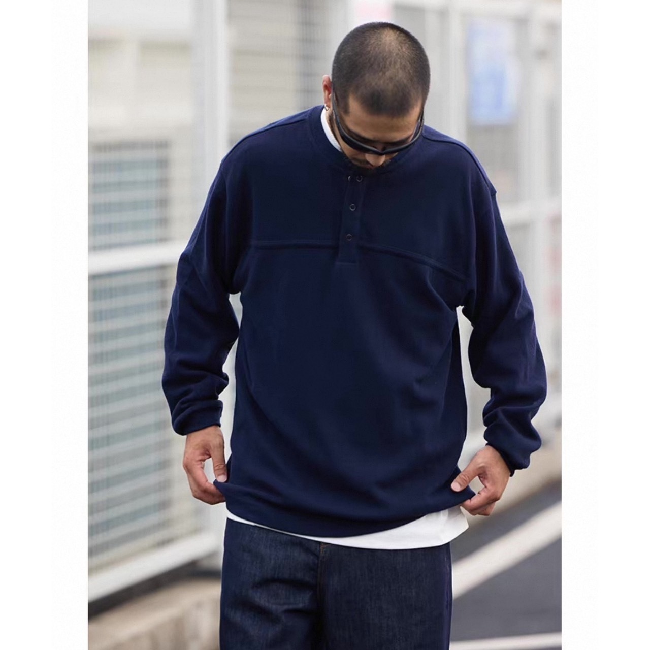 Henley neck street pullover 1051 - 2