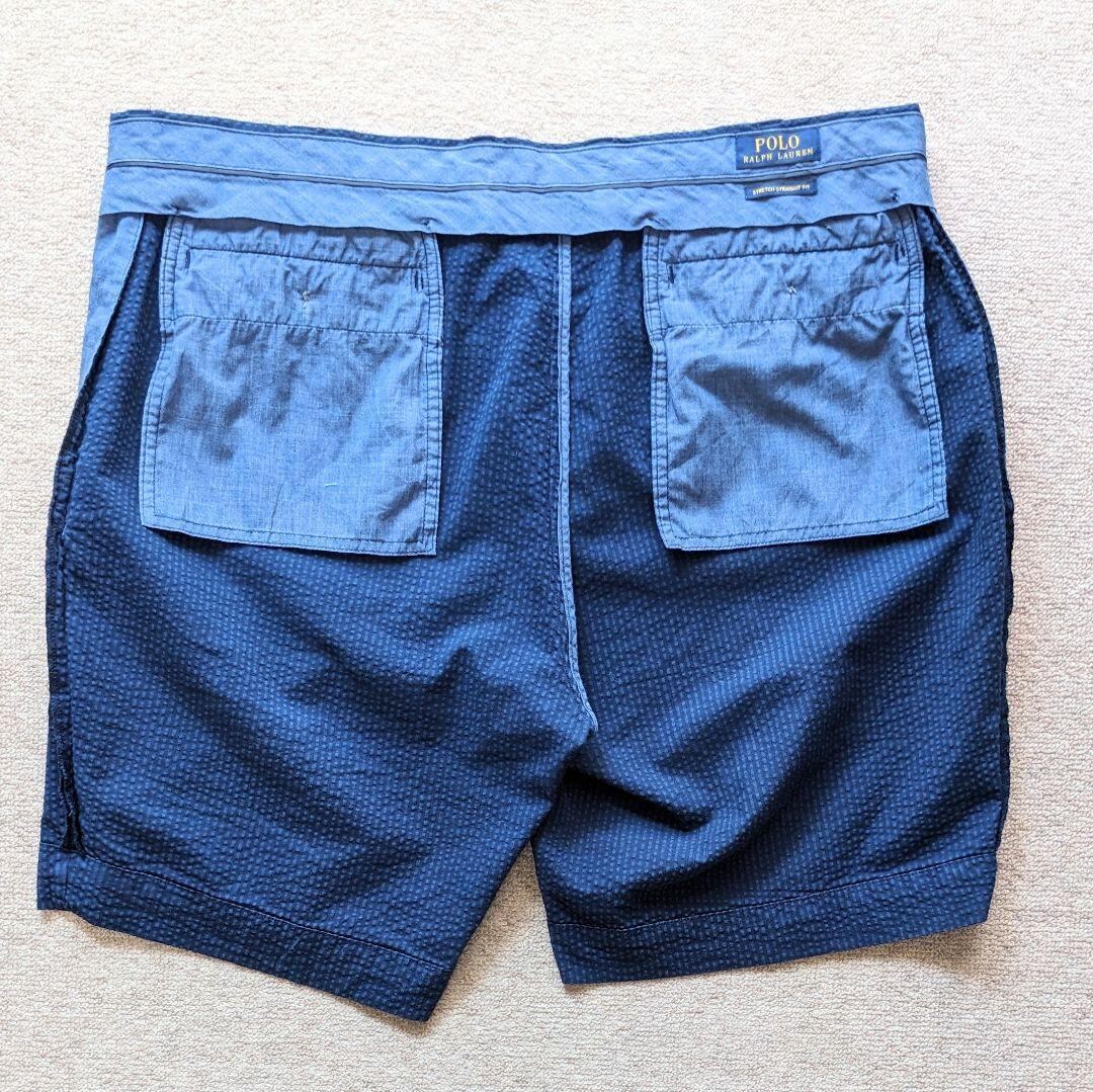 ポロラルフローレン シアサッカーショートパンツ ストレッチ ネイビー
