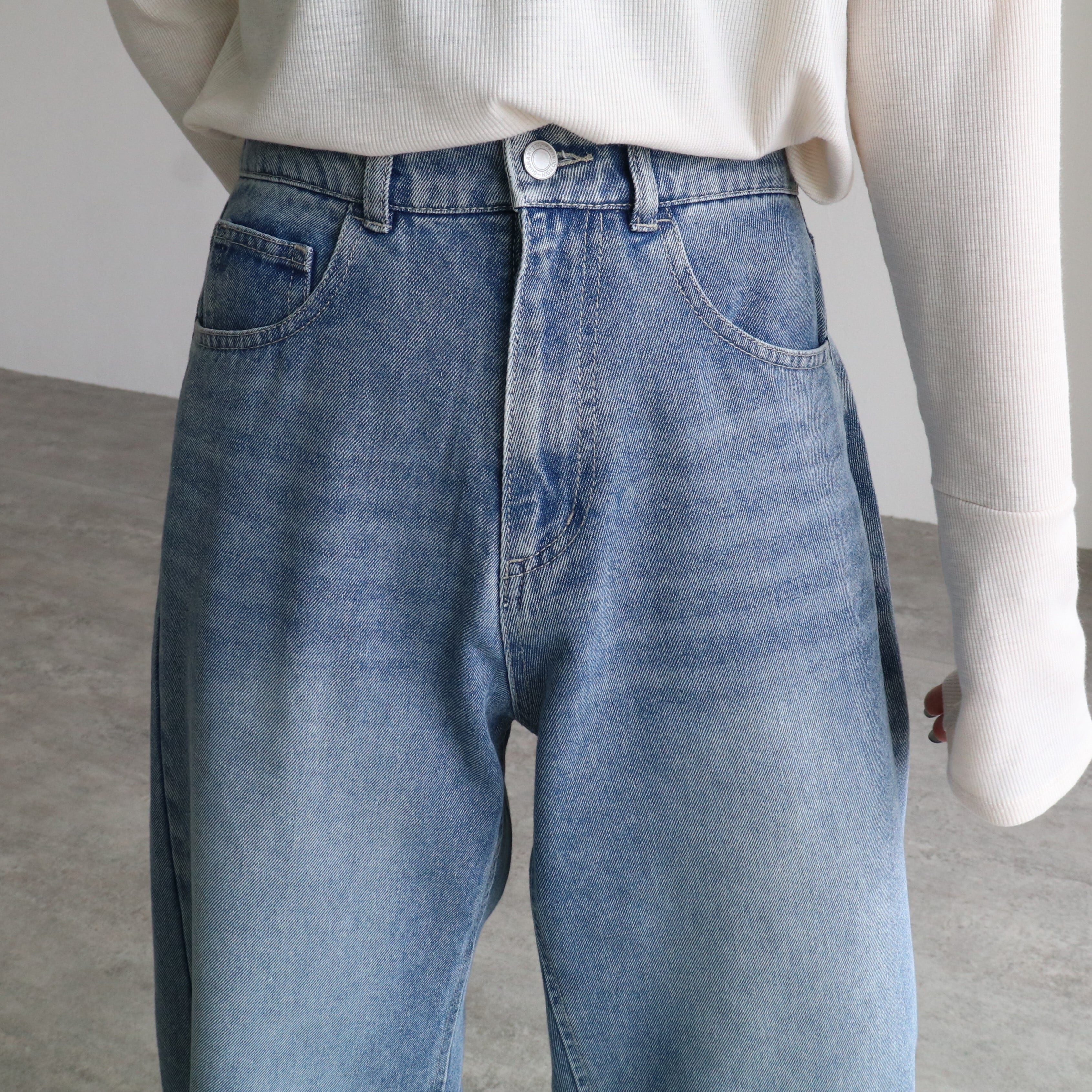 デニムバレルレッグパンツ※予約商品です※【p263268-z】メール便送料