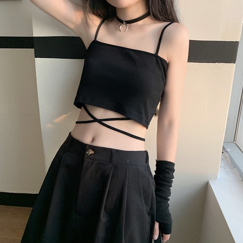 ✞ トップスサマースリムウエストすっきり☆着痩せストラップ ショートキャミソール大人女子☆ 夏物 ✞ゴスロリ SM ミリ 甘ロリ クラロリ 和ロリ エレガント 黒ロリ 姫ロリ 華ロリ BB-BB1948503