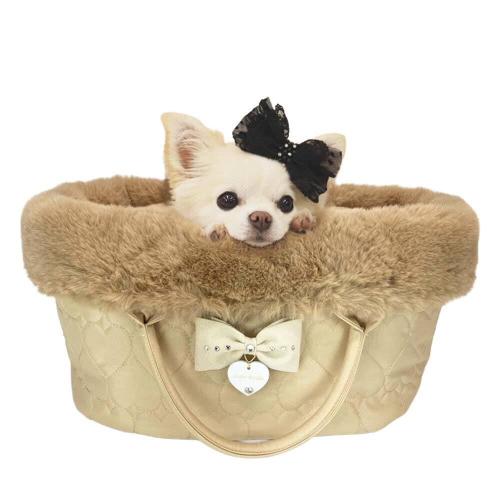 即納【Luxe birdie】スリーピーファーハートキルトバッグ M | 犬の生活