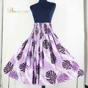 フラダンス 衣装 パウスカート パープル系 OK Hula Factory シングル フラ ダンス モンステラ柄 ティアレ柄 花柄 華やか ハワイアン アロハ スカート ハワイアンプリント 紫 ホワイト系 ブラック系