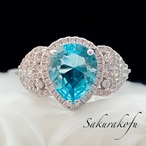 D004 送料無料 レディース 指輪 アクセサリー シルバー ブルー Aquamarine Princess Gorgeous Ring