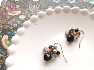 ブラックオニキス×ハーキマーダイアモンド★petit earrings