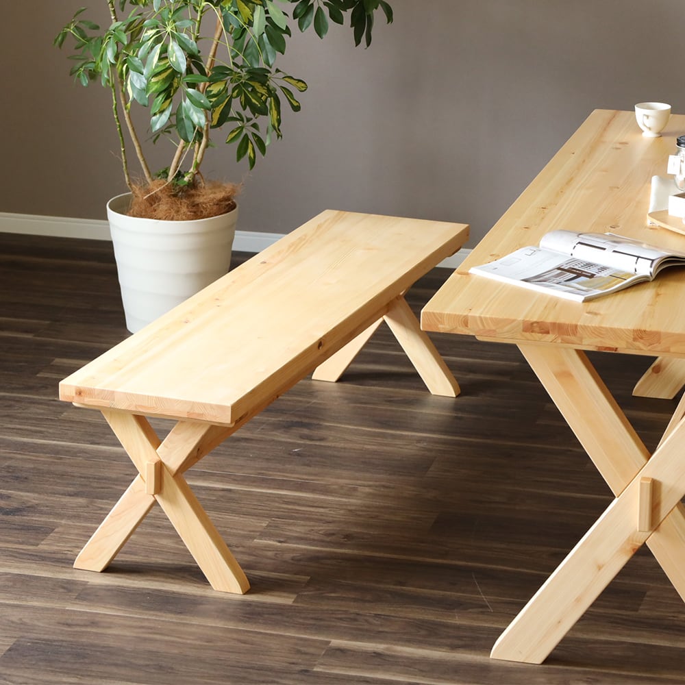 ダイニングベンチ 3人掛け 国産 ひのき 幅 150 cm 北欧 ベンチチェア