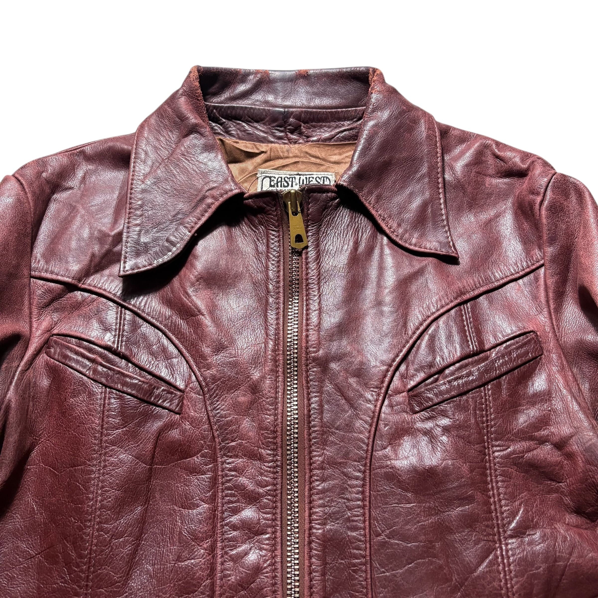 vintage 1970's EAST WEST MUSICAL INSTRUMENTS leather jacket
