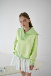 GOXO ゴーエックスオー スマイルハートセーラーカラー起毛マンツーマン ライム