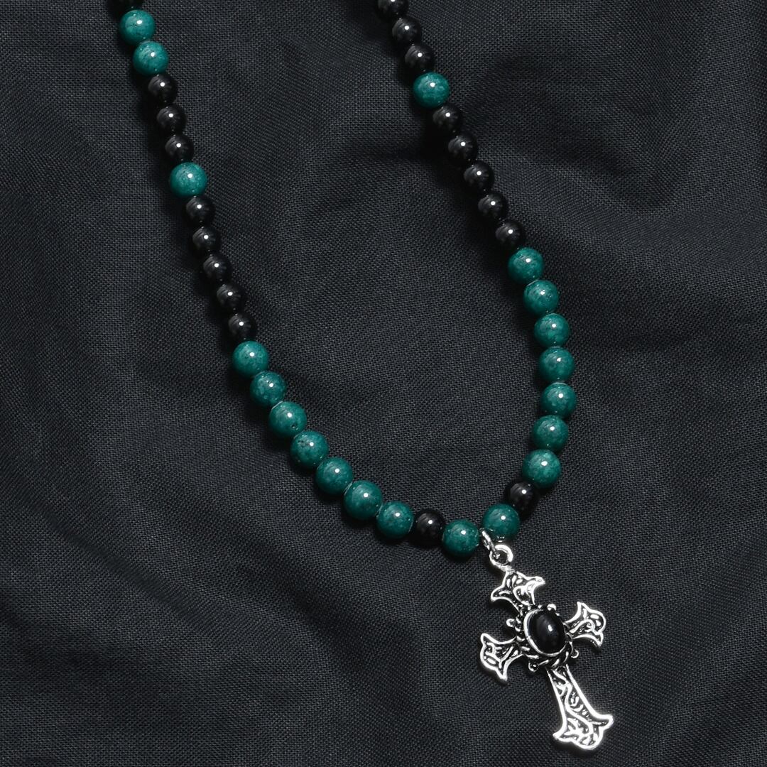 ダークビーズ ストーンクロスネックレス | VOLCAN&APHRODITE