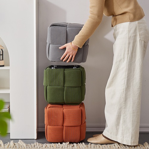 スツール ロータイプ 高さ28cm ５色展開 オレンジ ブルー ソファスツール コーデュロイ 正方形 四角 椅子 スクエア ファッションソファスツール コーヒーテーブル ホーム 小さなスツール ロースツール ファブリック